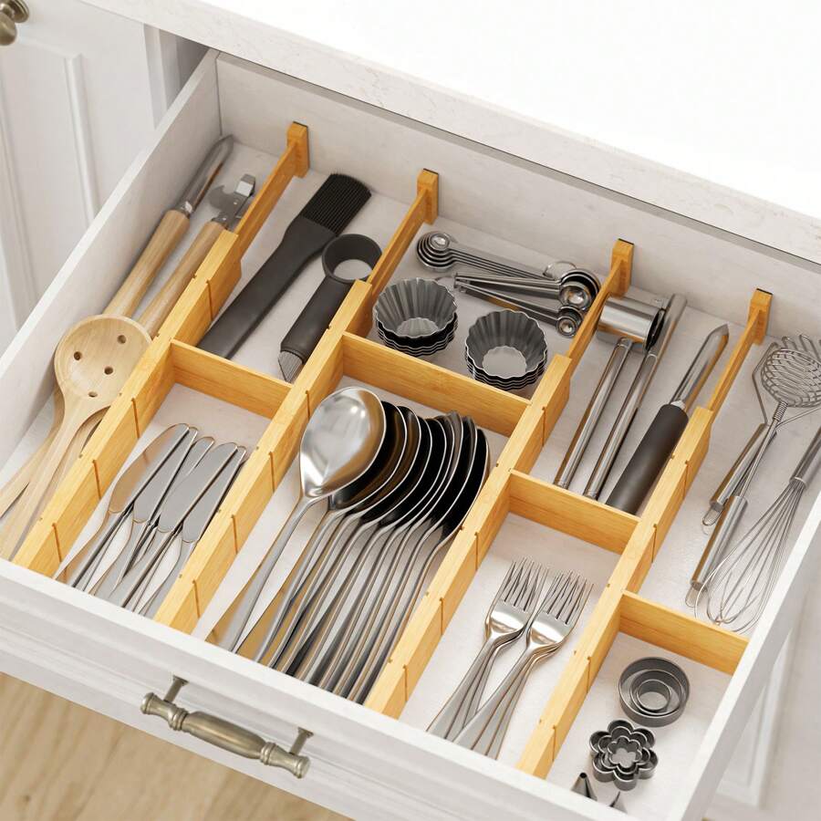 Home Office Organization - Pemisah Laci Bambu Dengan Sisipan Dan