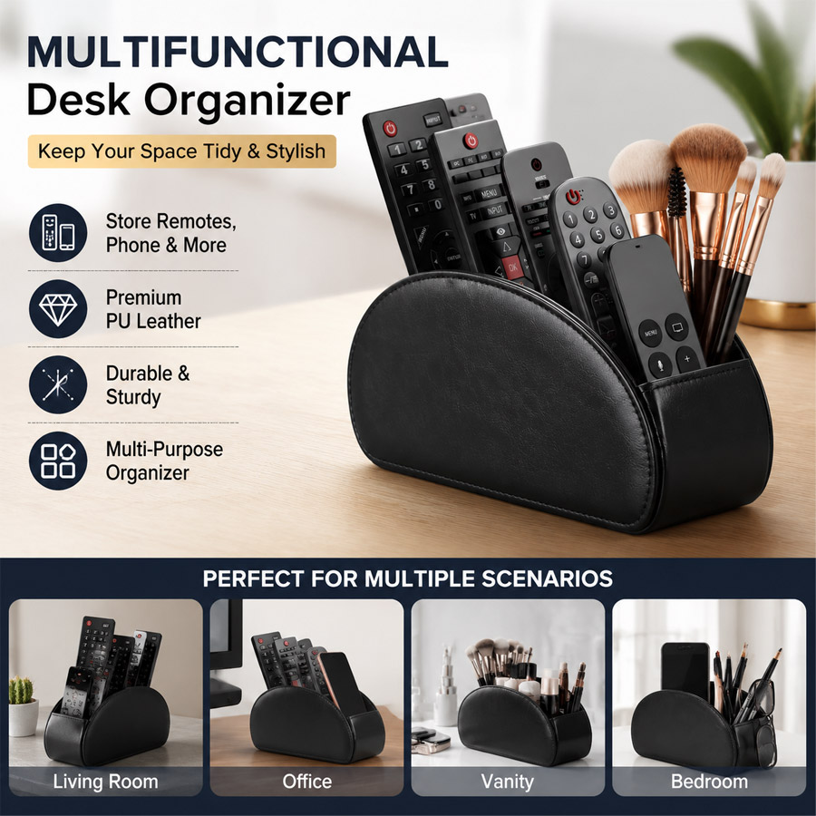 Home Office Organization - 1Pc Kotak Penyimpanan Desktop Kulit PU