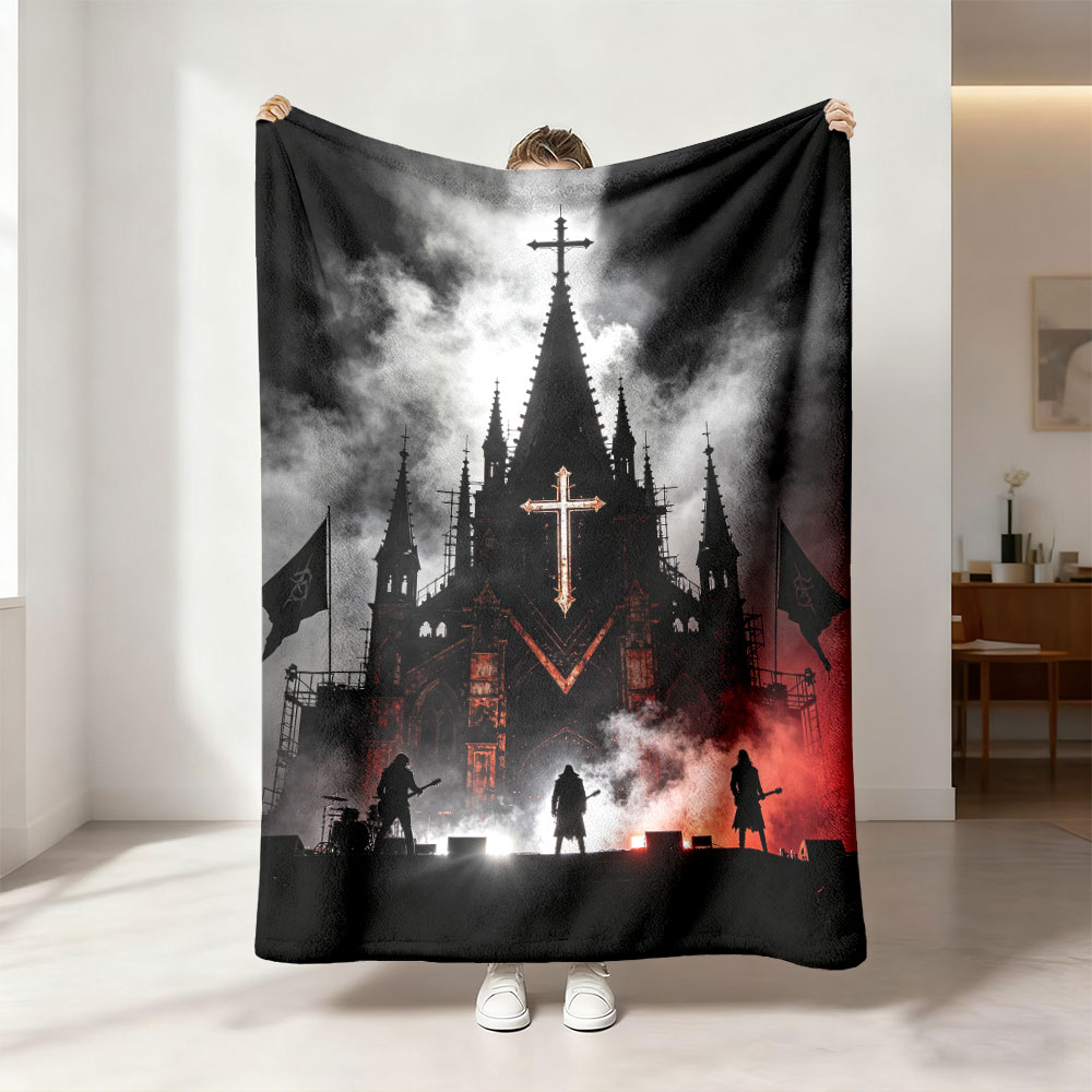 Home Office Tim - 1 Buah Selimut Flanel Motif Gereja