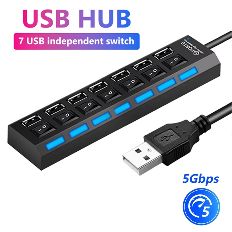 Home Office Laptop - Pemisah Hub USB 2.0 7 Port