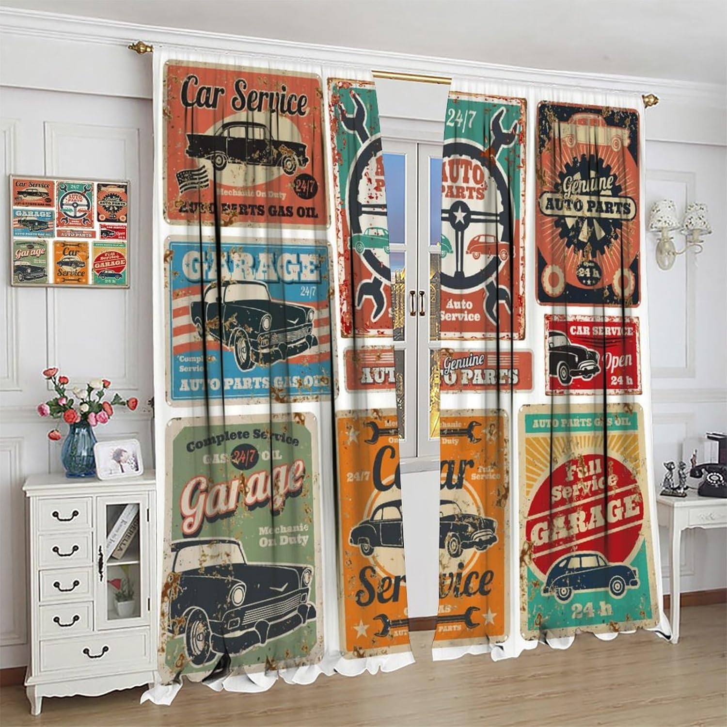 Tirai Garasi, Tirai Vintage un - Home Office Shed ulasan dan harga