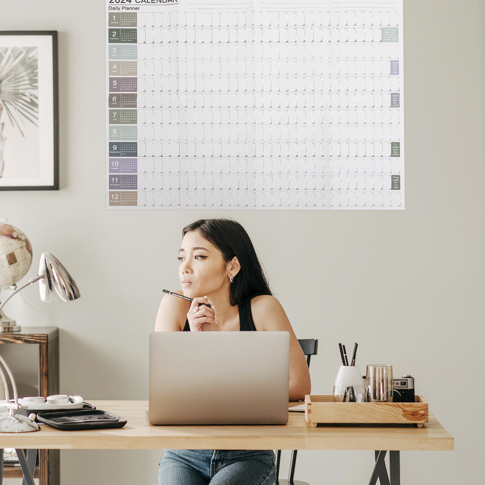 1Set Kalender Dinding Tahunan  - Home Office 2024 ulasan dan harga