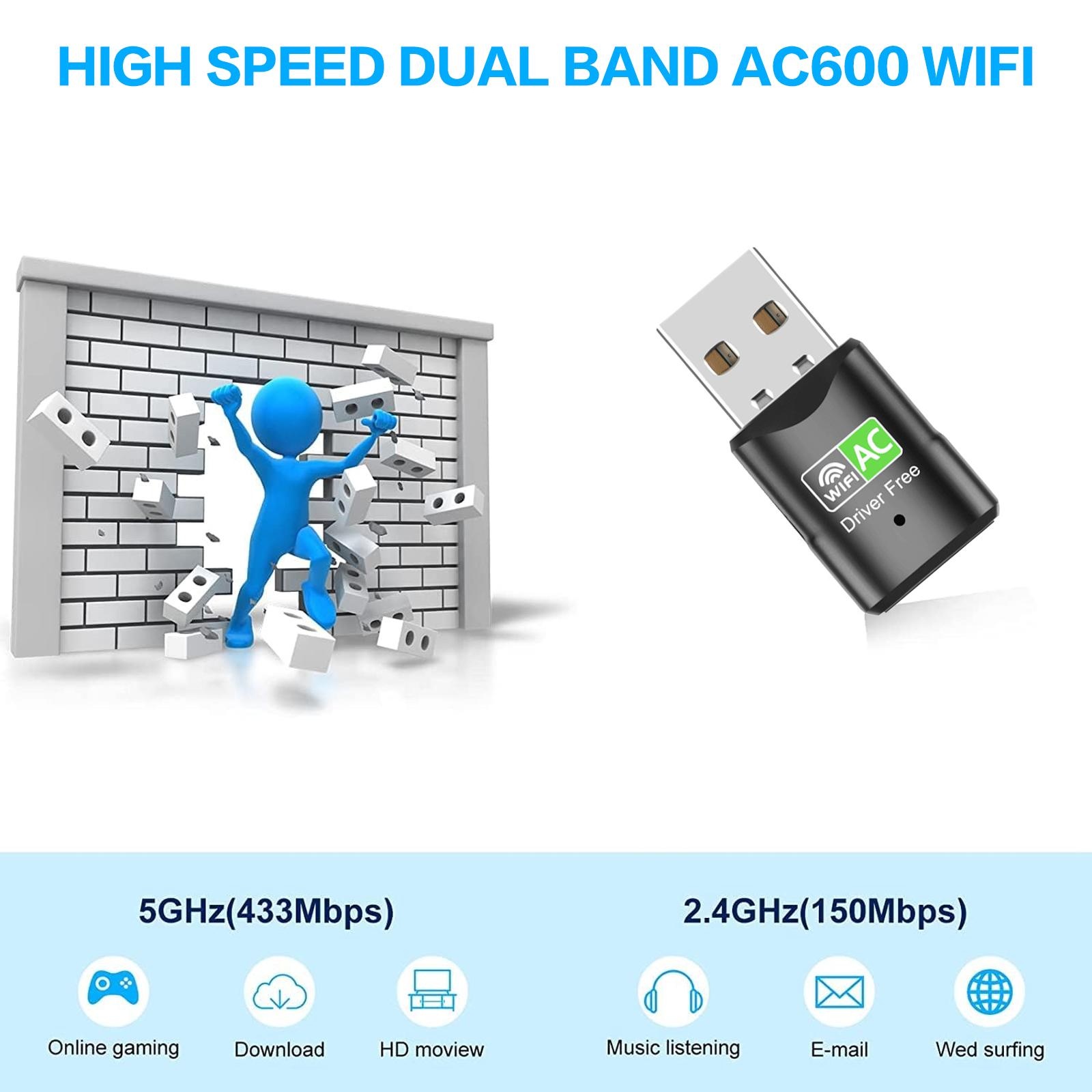 Adaptor WiFi USB AC600, Dongle - Home Office Laptop ulasan dan harga